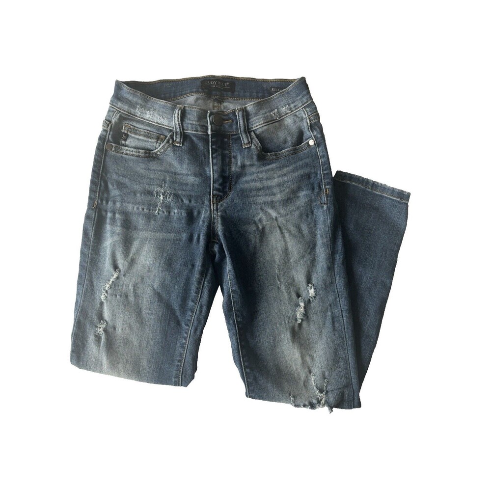 Judy Blue Jeans Womens 3/26 Skinny Relaxed Fit‎ Distressed Destroyed Stretch